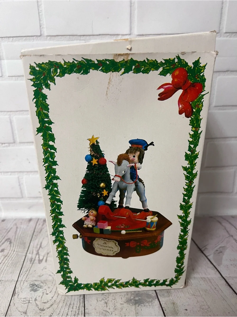 Vintage Kurt Adler A Victorian Christmas Music Box Rocking Horse Animated WORKS